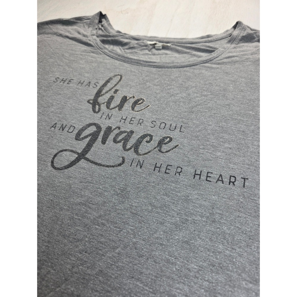 Maurices Gray Graphic Tee Fire In Her Soul Grace In Her Heart Plus Size 3 Boho